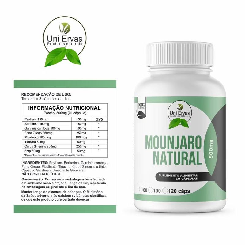 Rótulo e informação nutricional do Mounjaro Natural